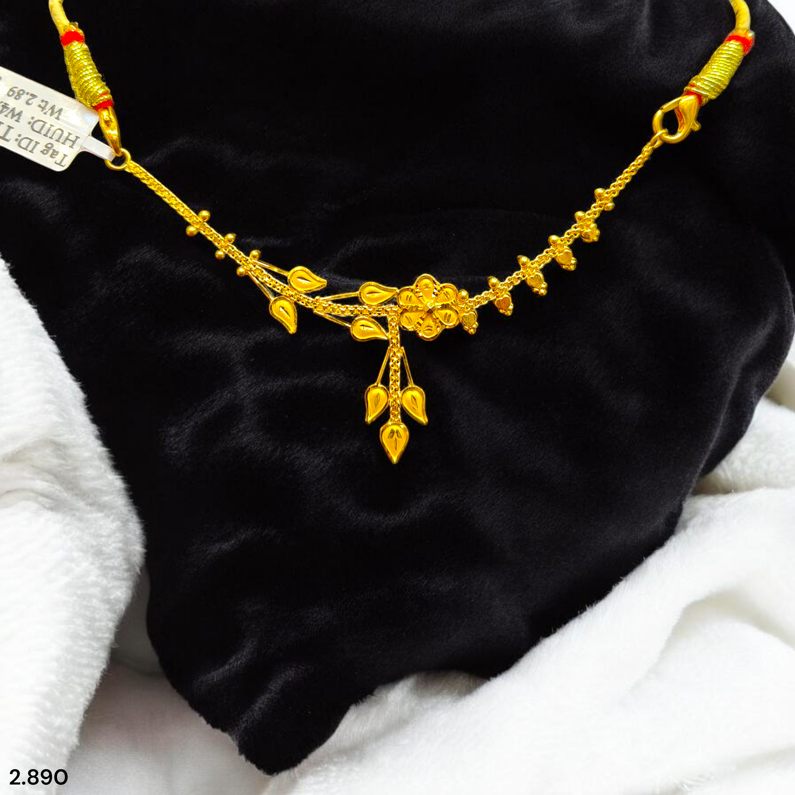 GOLD CHOKER NECKLACE- WGT: 2.890 BIS CERTIFIED HUID HALLMARK 916 22KT GOLD NECKLACE 1 PIECE WITH FREE ADJUSTABLE TASSEL FOR WOMEN.