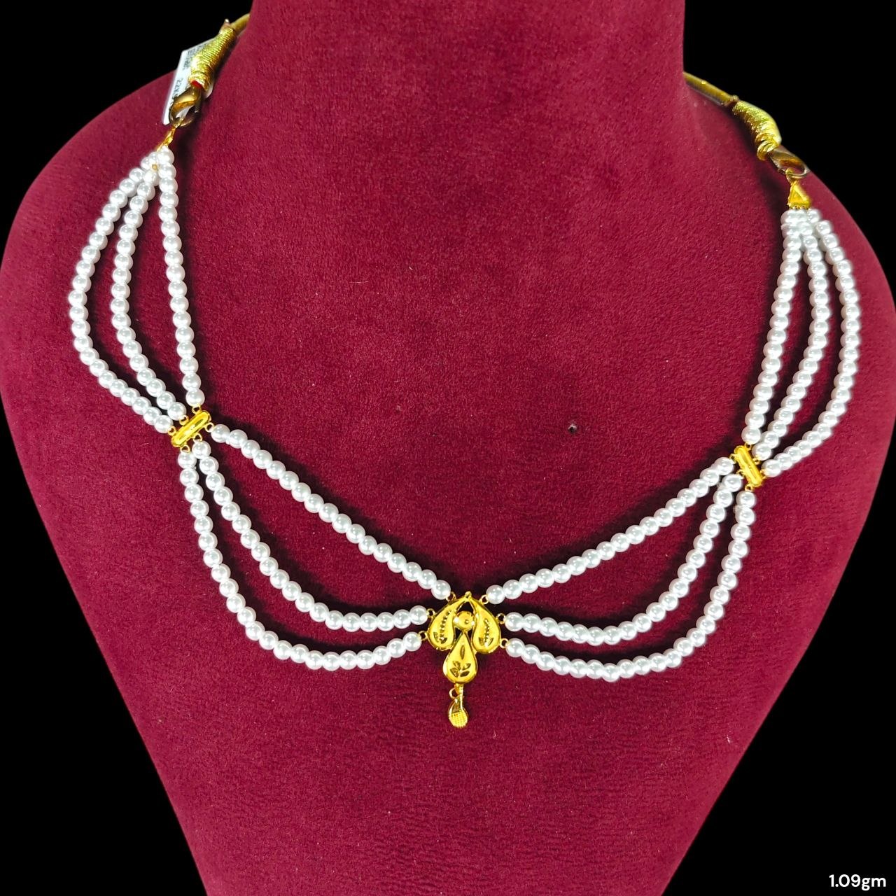 GOLD MOTI HAR- (WGT: 1.090 GM APPROX) CERTIFIED BIS HALLMARK HUID 22KT GOLD MOTI NECKLACE 1 PIECE WITH ADJUSTABLE TASSEL.