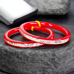 (SSP) CERTIFIED  BIS HALLMARK 925 SILVER CHILA PATH DESIGN POLA BADHANO BANGLES 1 PAIR(WGT: 3.00 GM APPROX) FOR REGULAR USE (SOLD AS MRP BY RAJLAXMI).