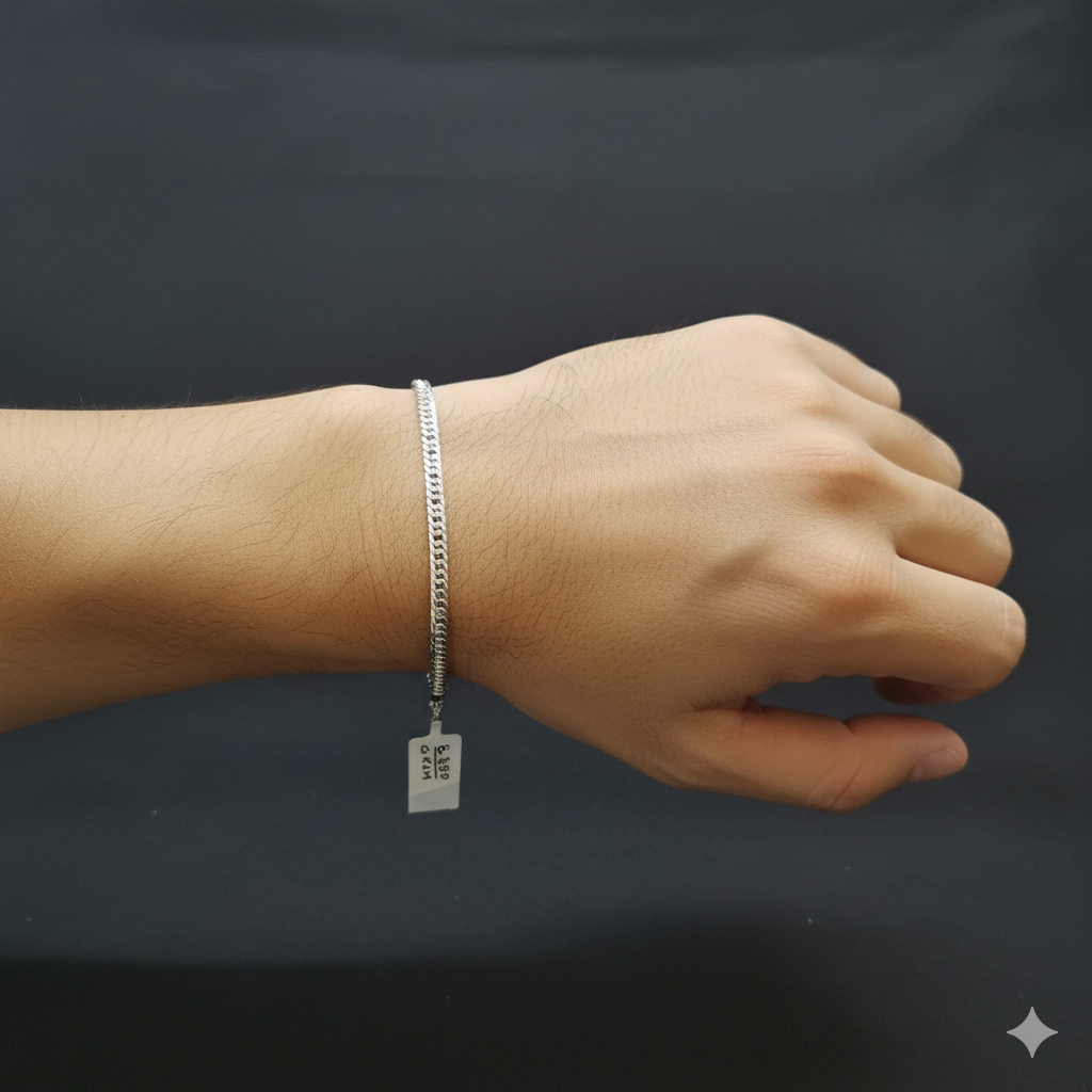 (SWL) RAJLAXMI 625 SILVER WRISTLET WGT: 8.850 GRAM 8.5" INCH FOR UNISEX 1 PIECE (REGULAR USE)