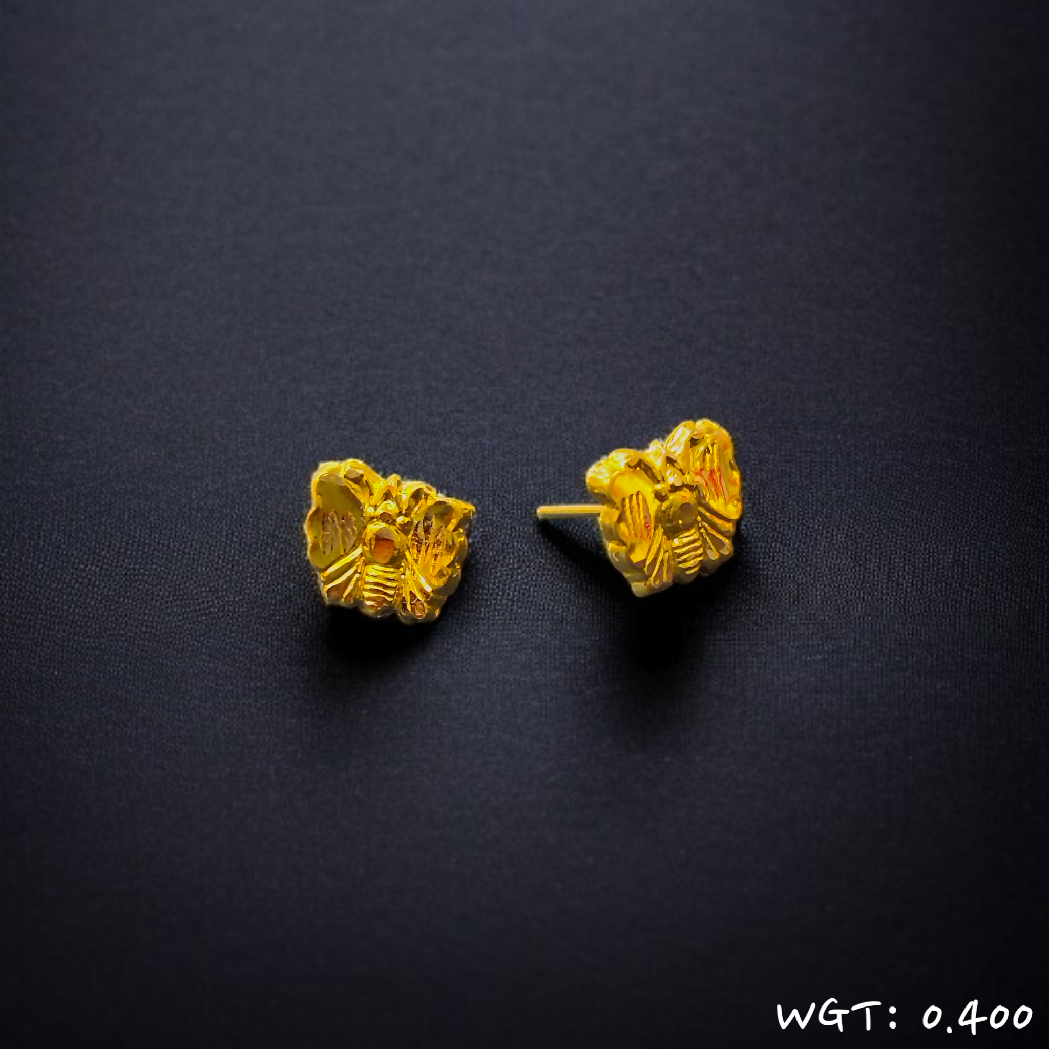 (GSE22) RAJLAXMI WGT: 0.400 GM APPROX HUID HALLMARK 916 22KT GOLD EAR TOPS STUD 1 PAIR FOR REGULAR USE.