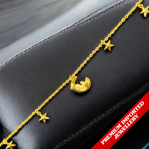 BIS CERTIFIED (DUBAI COLLECTION) CASTING HIGH BUFF FINISH- HUID HALLMARK 916 22KT GOLD WRISTLET (WGT:3.140 GM APPROX) 7 INCH ADJUSTABLE SIZE FOR BEAUTIFUL WOMEN (IMPORTED GOLD JEWELLERY).