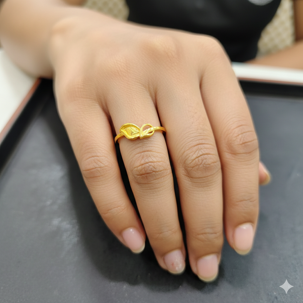 LADIES RING- TRJ (SIZE:14) WGT: 0.830 GM APPROX BIS CERTIFIED HUID HALLMARK 9KT GOLD FINGER RING FOR WOMEN 1 PIECE.