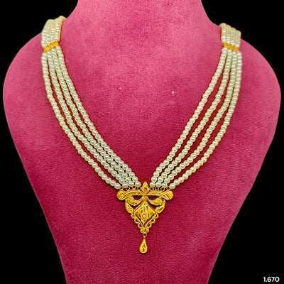 (GMH)- (DV7K33) (WGT: 1.670 GM APPROX) BIS CERTIFIED HUID HALLMARK 9KT GOLD MOTI SITAHAR NECKLACE 1 PIECE WITH ADJUSTABLE TASSEL.