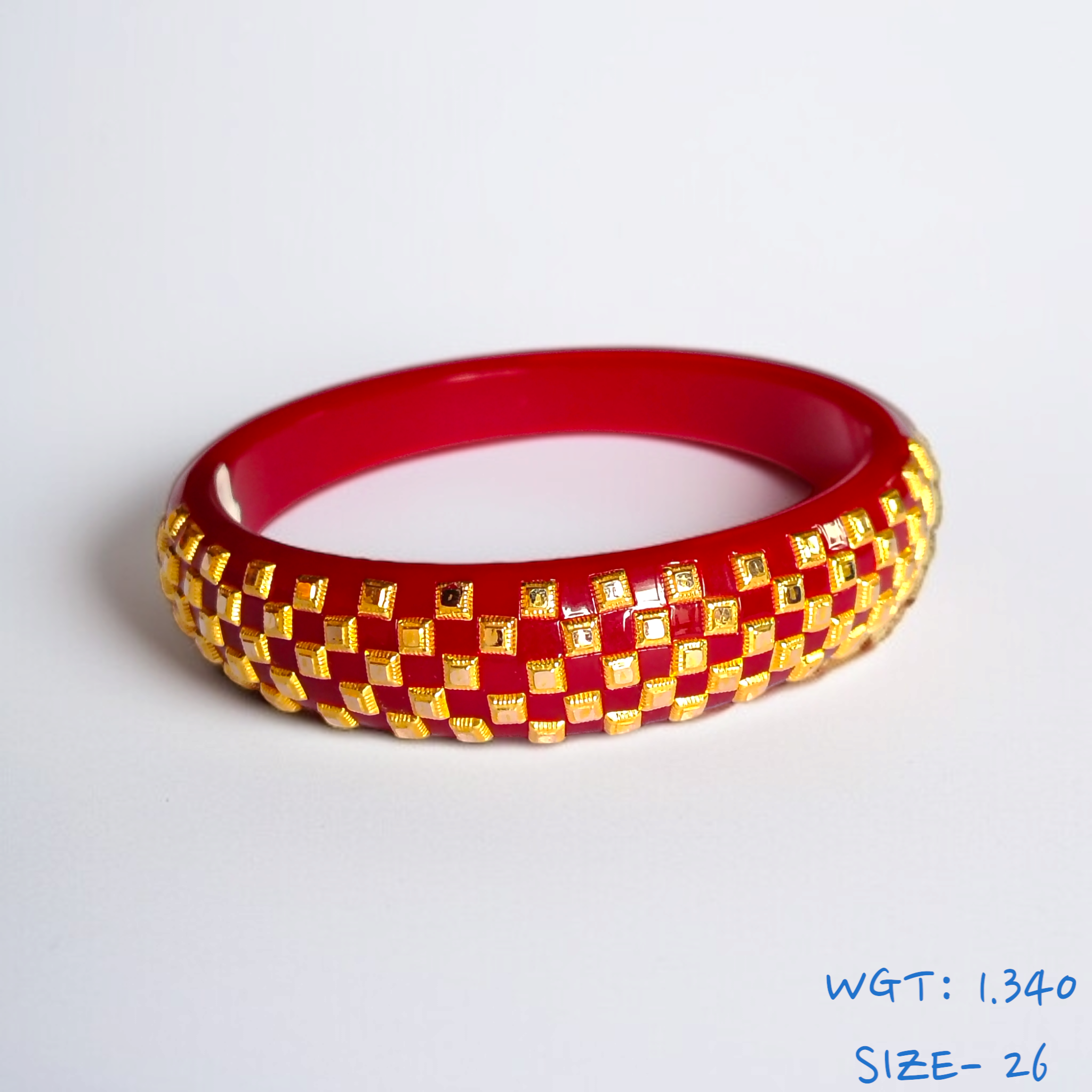 GBP18 (SIZE- 26) RED COLOUR 18KT HALLMARK GOLD BRACELET POLA 1 PIECE FOR MARRIED WOMEN (REGULAR USE) APPROX WGT: 1.340 GM