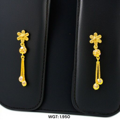 (GER22) BIS CERTIFIED WGT: 1.950 GM APPROX HUID HALLMARK 916 22KT GOLD EARRINGS KANBALA 1 PAIR FOR WOMEN.