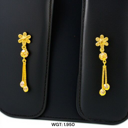 (GER22) BIS CERTIFIED WGT: 1.950 GM APPROX HUID HALLMARK 916 22KT GOLD EARRINGS KANBALA 1 PAIR FOR WOMEN.