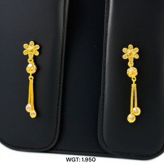 (GER22) BIS CERTIFIED WGT: 1.950 GM APPROX HUID HALLMARK 916 22KT GOLD EARRINGS KANBALA 1 PAIR FOR WOMEN.
