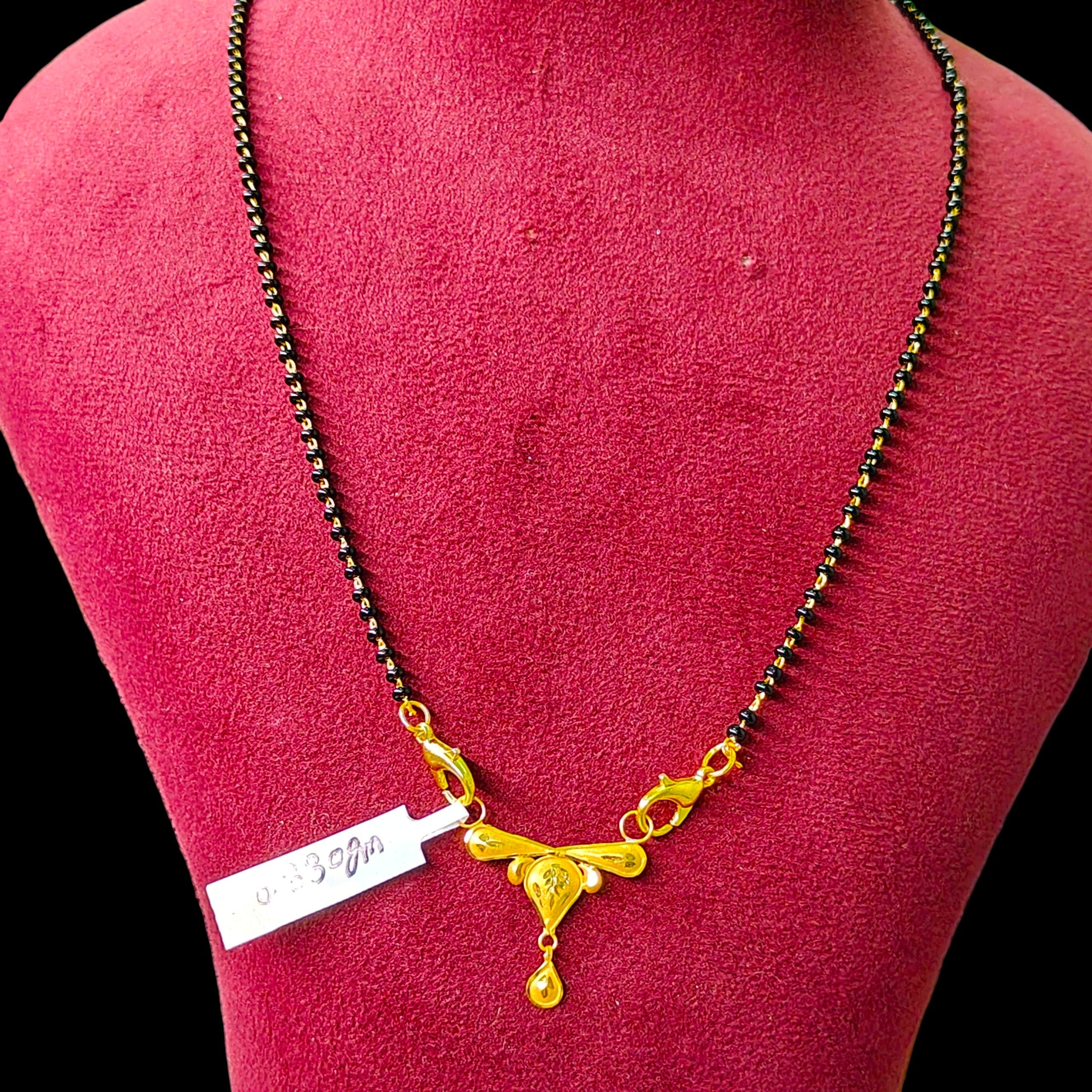 GOLD PENDANT- (WGT: 0.330 GM APPROX) BIS CERTIFIED HUID HALLMARK 375 9KT GOLD PENDANT FOR WOMEN 1 PIECE WITH FREE MANGALSUTRA & TASSEL.
