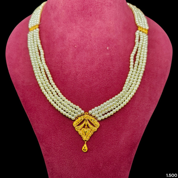 (GMH)- (JRD3AT) (WGT: 1.500 GM APPROX) BIS CERTIFIED HUID HALLMARK 9KT GOLD MOTI SITAHAR NECKLACE 1 PIECE WITH ADJUSTABLE TASSEL.
