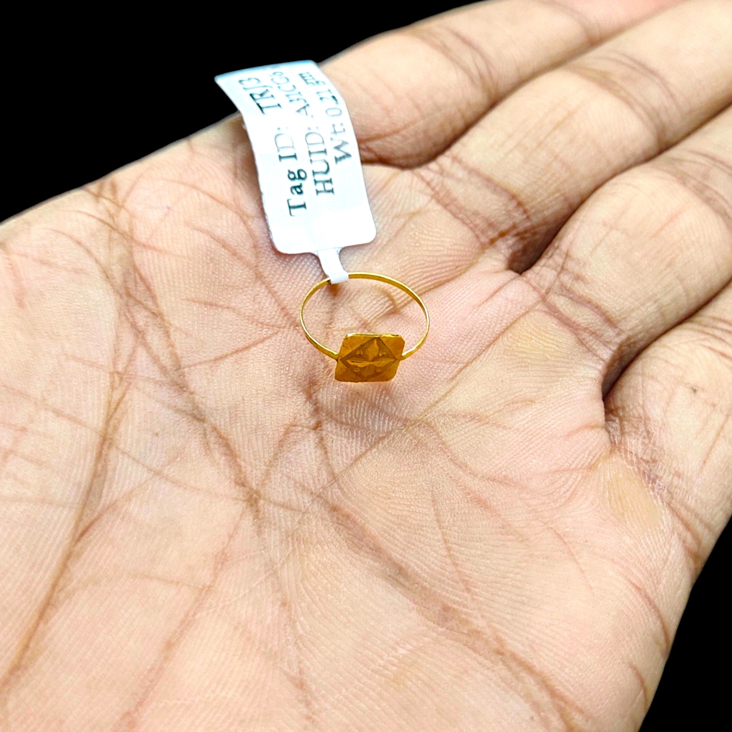 BABY JEWELLERY- TRJ WGT: 0.210 GM APPROX 22KT HUID HALLMARK GOLD BABY FINGER RING 1 PIECE FOR RICE CEREMONY & BIRTHDAY.