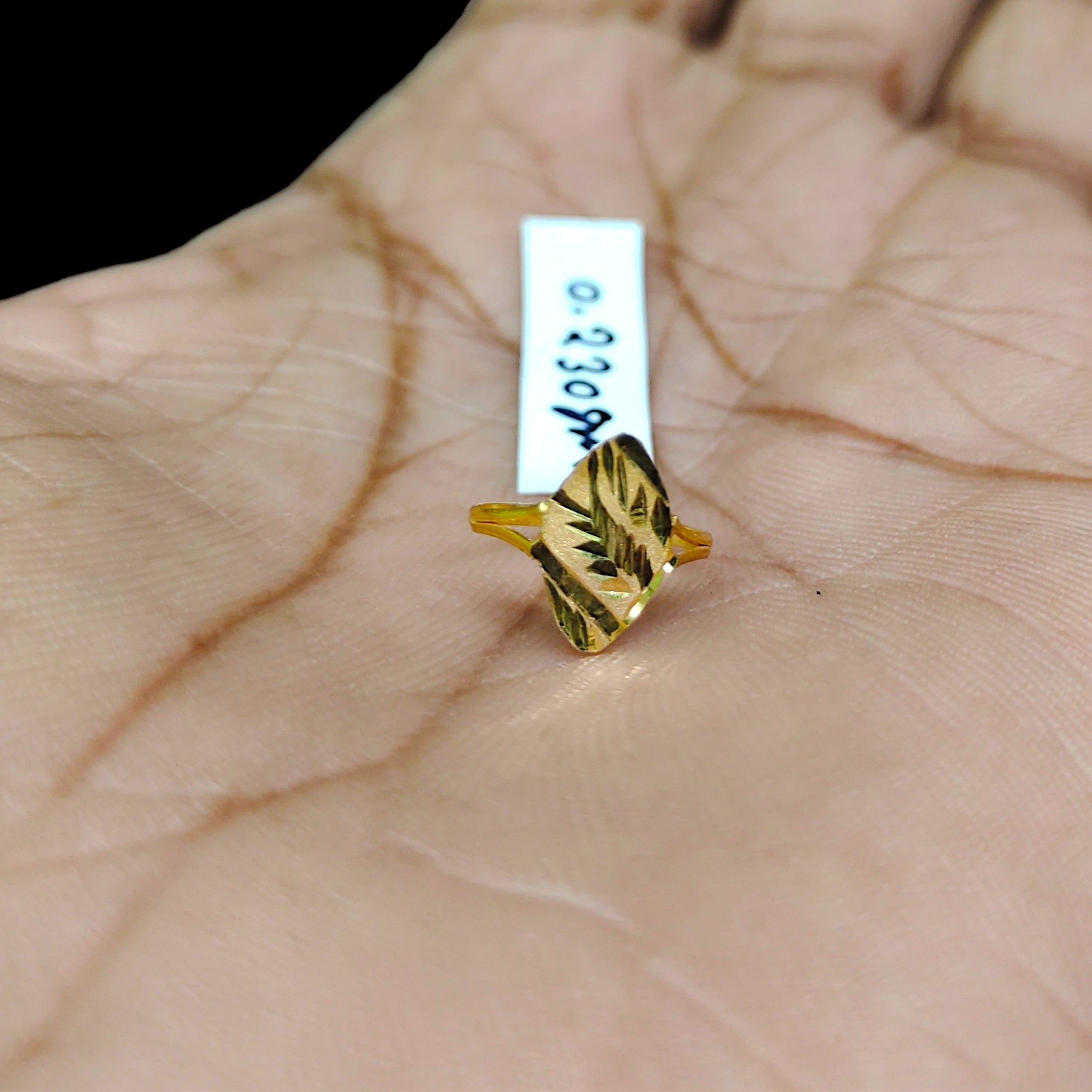 BABY JEWELLERY- TRJ WGT: 0.230 GM APPROX 375 9KT HUID HALLMARK GOLD BABY FINGER RING 1 PIECE FOR RICE CEREMONY & BIRTHDAY.