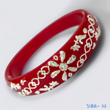 (SSP) (SIZE- 26) RED PASTING DESIGN 925 ORIGINAL SILVER POLA BANGLES FOR WOMEN 1 PC - SOLD AS MRP BY RAJLAXMI.