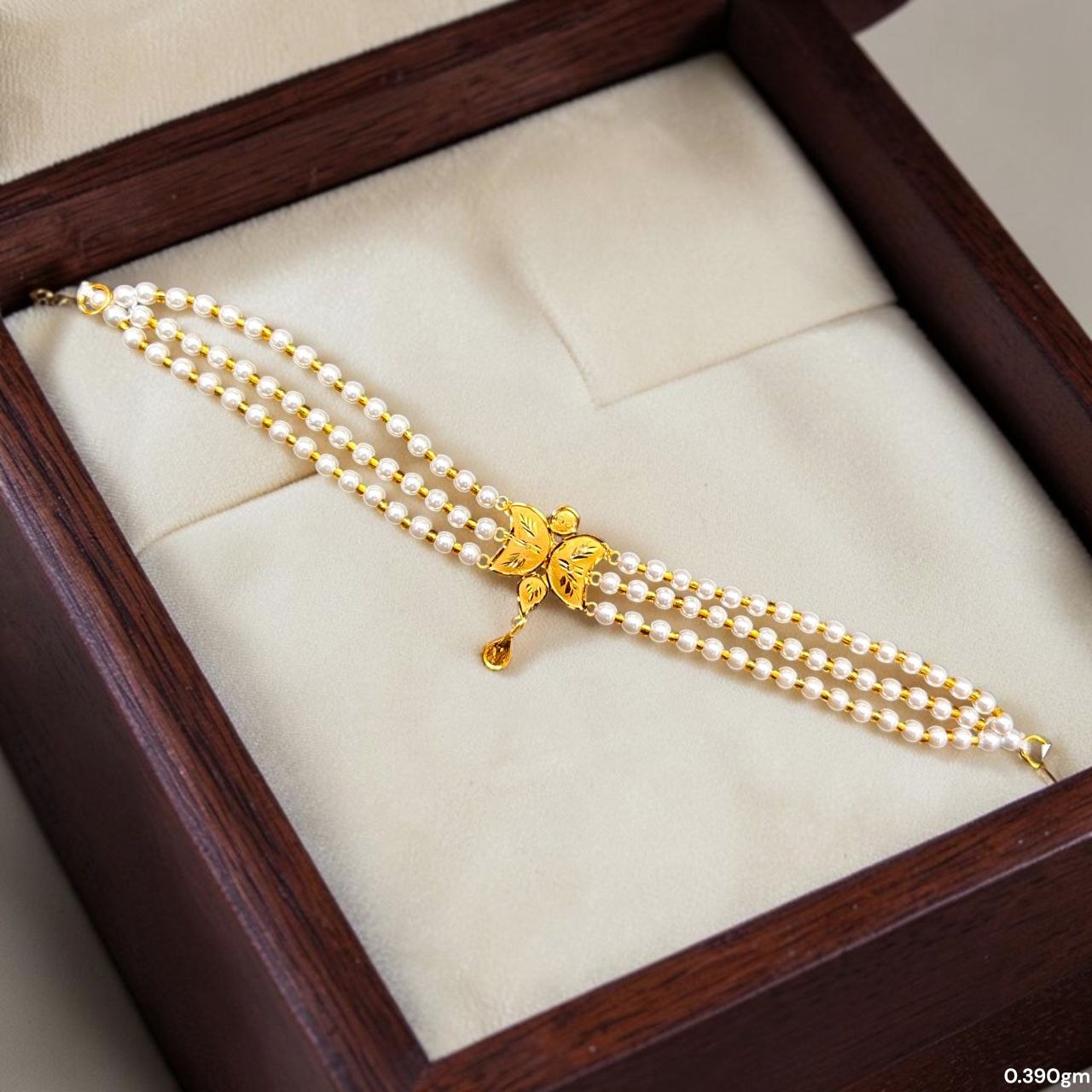 GOLD MOTI CHOKER- (WGT: 0.390 GM APPROX) BIS CERTIFIED HUID HALLMARK 375 9KT GOLD MOTI CHOKER 1 PIECE WITH ADJUSTABLE TASSEL FOR GIFT IN MARRIAGE.