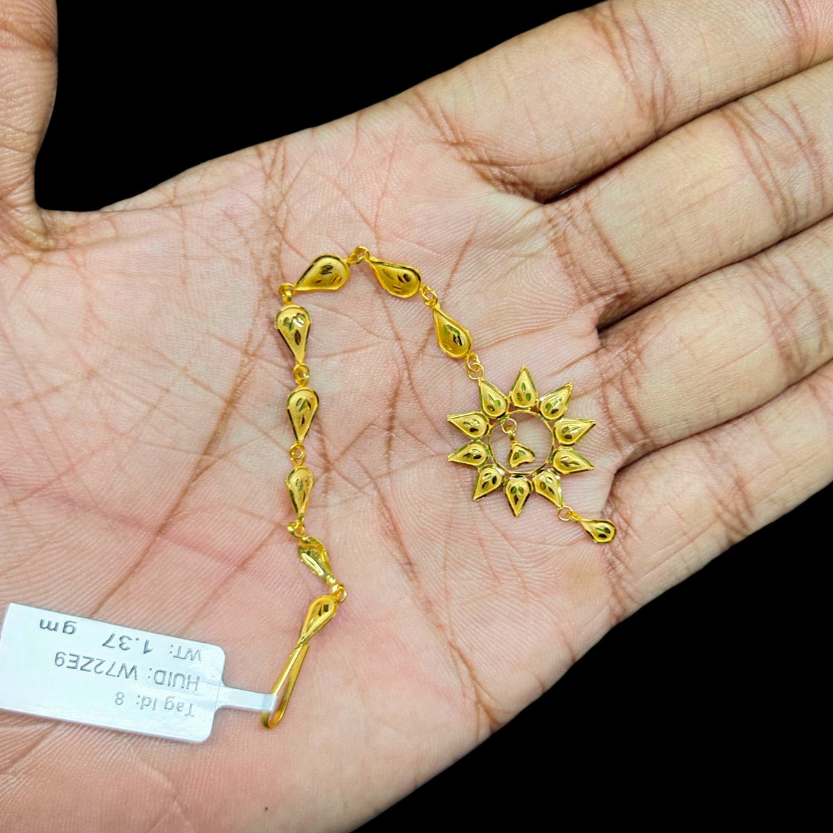 GOLD TICKLY- (WGT: 1.370 GM APPROX) CERTIFIED BIS HUID HALLMARK 375 9KT GOLD TICKLY (MANGTIKA) 1 PIECE FOR MARRIAGE.(W72ZE9)