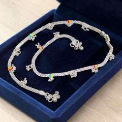 SILVER PAYEL- (A45) (WGT: 36.200 GM APPROX) BIS HALLMARK 925 SILVER PAYEL (ANKLET) 1 PAIR LENGTH: 10 INCH FOR WOMEN.