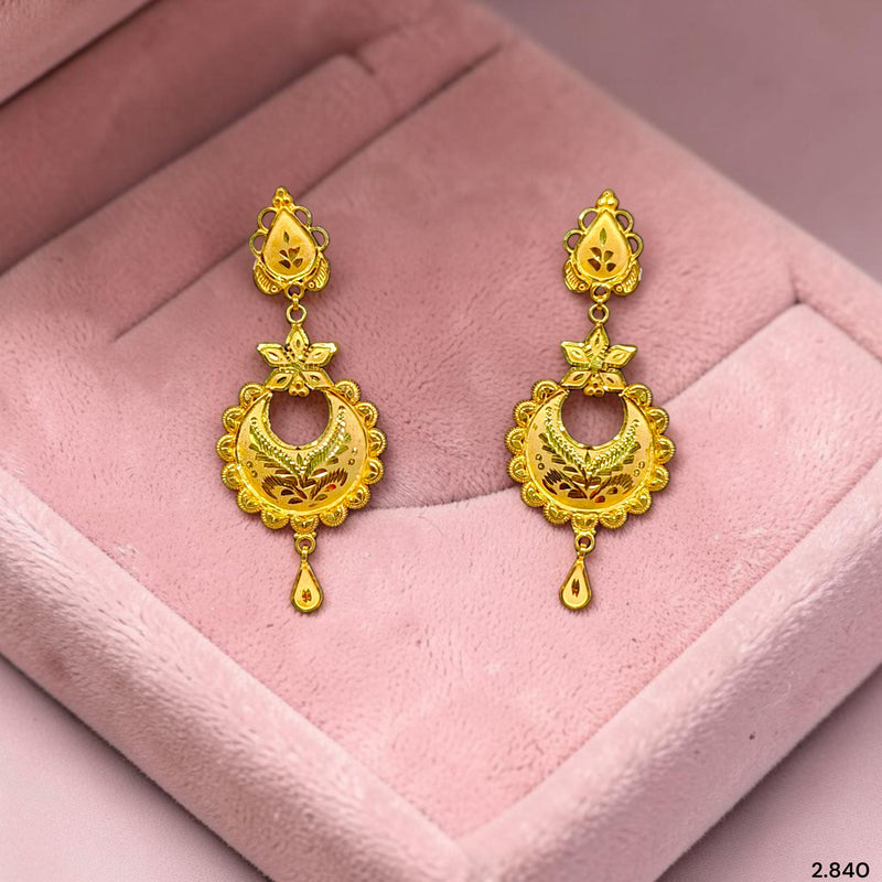 GOLD EARRINGS- (DYY89U)-(6FVDDQ) (WGT: 2.910 GM APPROX) BIS CERTIFIED HUID HALLMARK 9KT GOLD EARRINGS 1 PAIR FOR WOMEN (BEST FOR GIFT IN MARRIAGE).