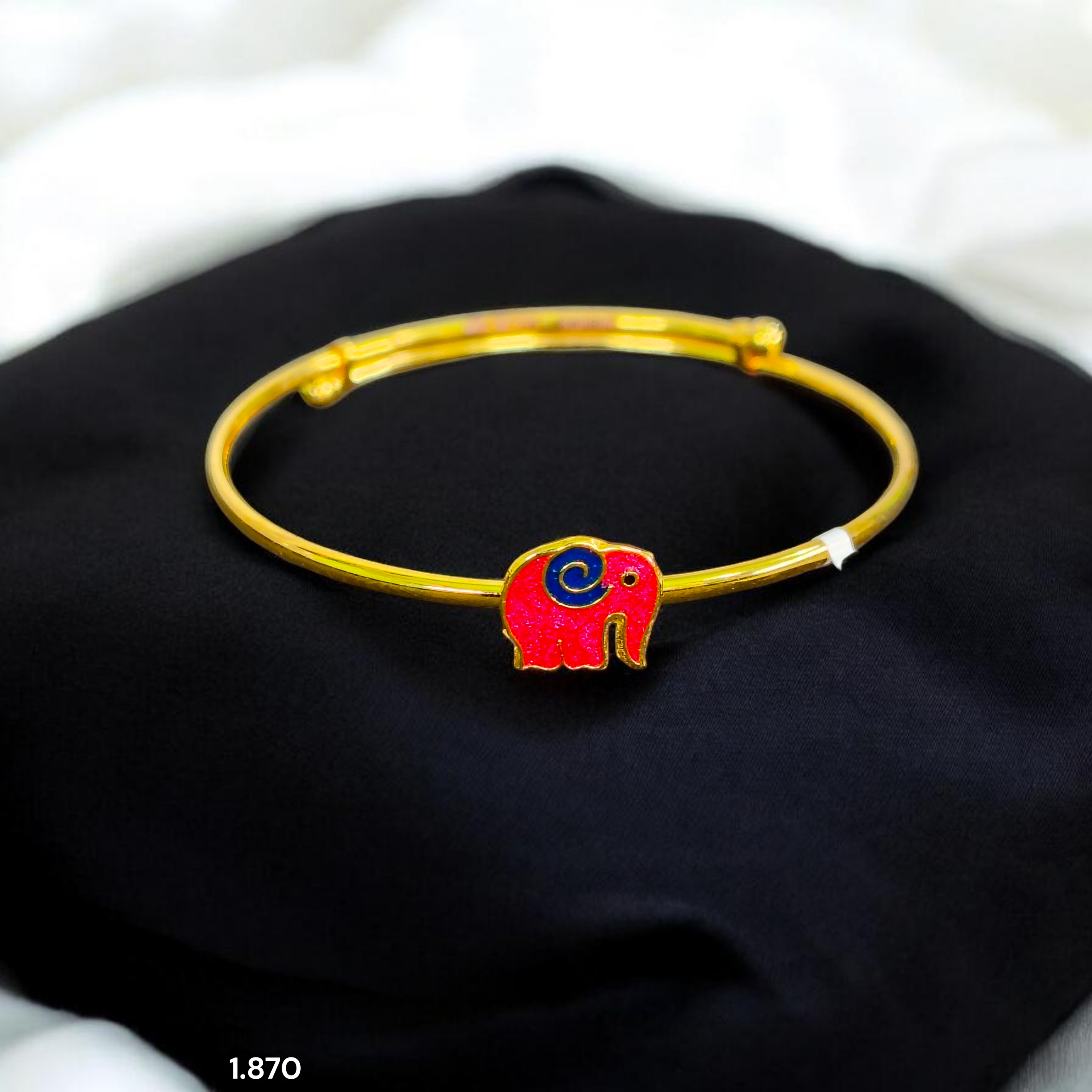 BABY JEWELLERY- (WGT: 1.870 GM APPROX) BIS CERTIFIED 375 9KT GOLD BABY BANGLE 1 PIECE FULL ADJUSTABLE SIZE FROM NEW BORN TO 4 YEARS (FOR RICE CEREMONY AND BIRTHDAY).