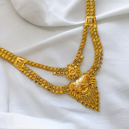 RAJLAXMI WGT: 12.040 GM APPROX HUID HALLMARK 22KT GOLD NECKLACE 1 PIECE WITH ADJUSTABLE TASSEL.