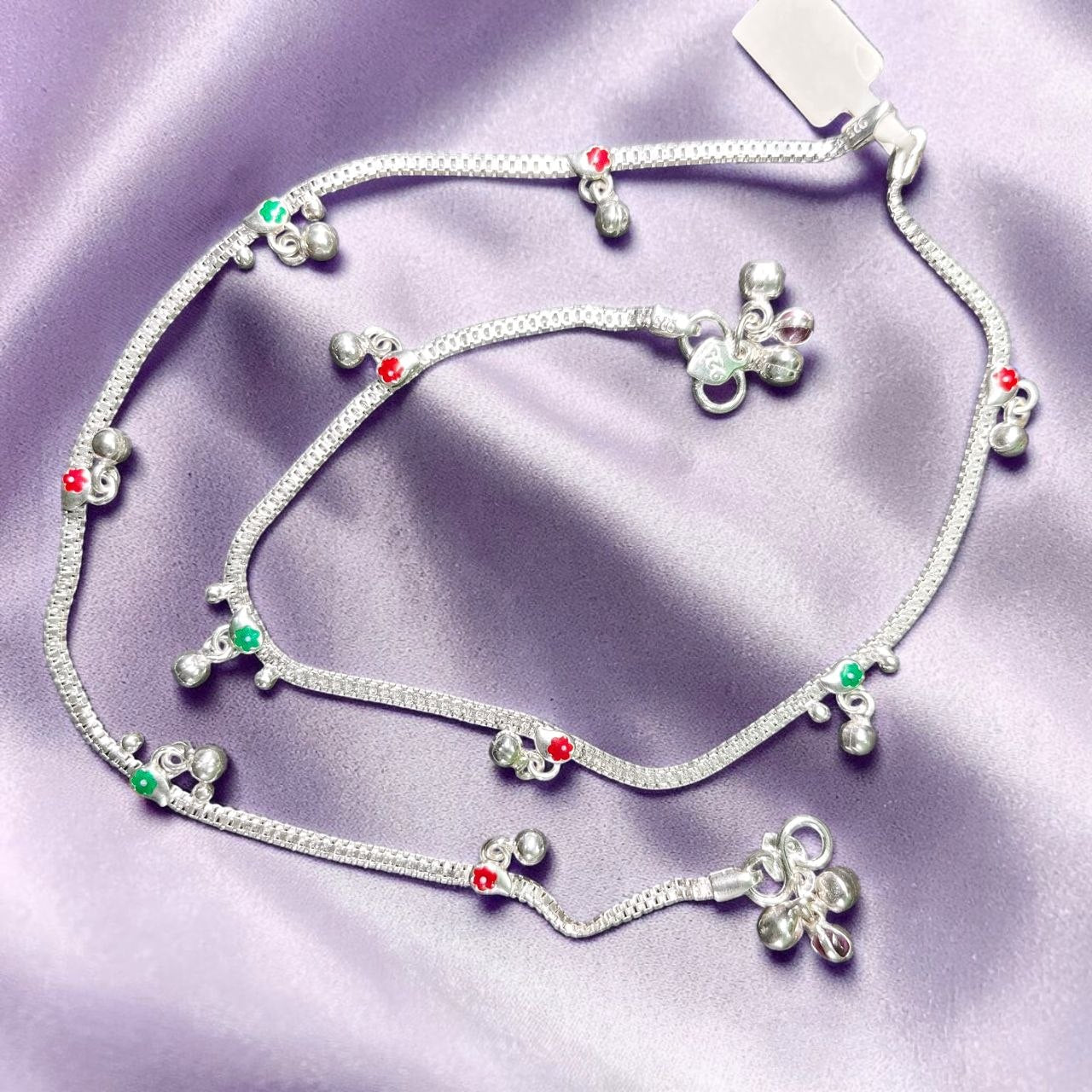 SILVER PAYEL- (WGT: 19.300 GM APPROX) BIS HALLMARK 925 SILVER PAYEL (ANKLET) 1 PAIR LENGTH: 10 INCH FOR WOMEN.