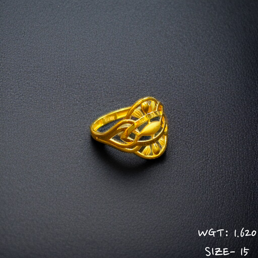 TRJ (SIZE: 15) WGT: 1.620 GM APPROX 22KT HUID HALLMARK GOLD RING FOR WOMEN 1 PIECE.