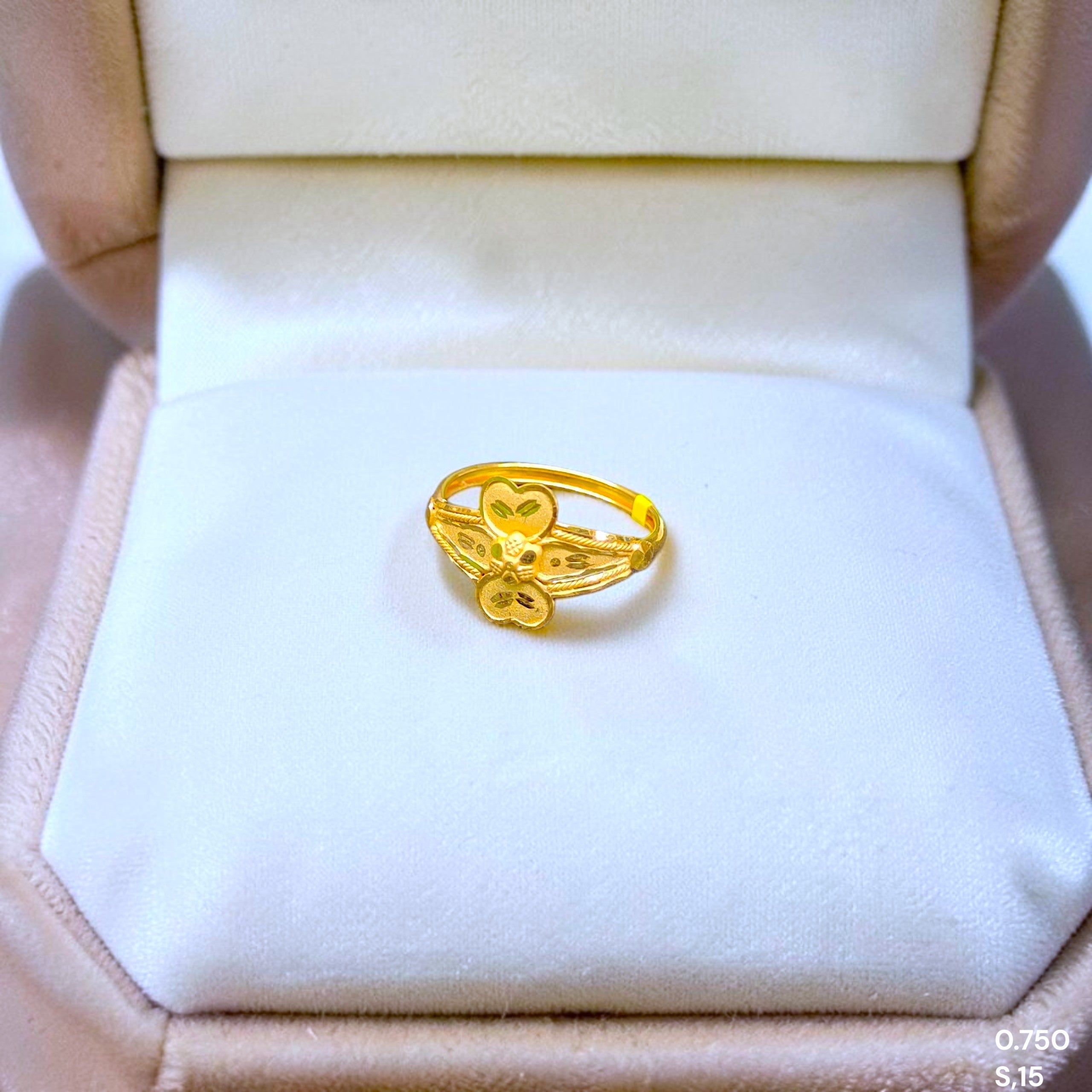 LADIES RING- (SIZE: 15) WGT: 0.750 GM APPROX BIS CERTIFIED HUID HALLMARK 9KT GOLD FINGER RING FOR WOMEN 1 PIECE. (37TXBC)