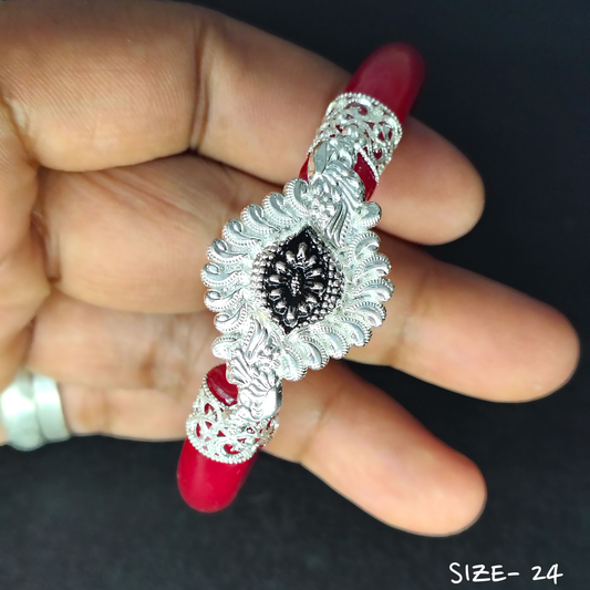 (SSP) (SIZE- 24) 925 ORIGINAL SILVER MUKH POLA BANGLES FOR WOMEN 1 PC - SOLD AS MRP BY RAJLAXMI.