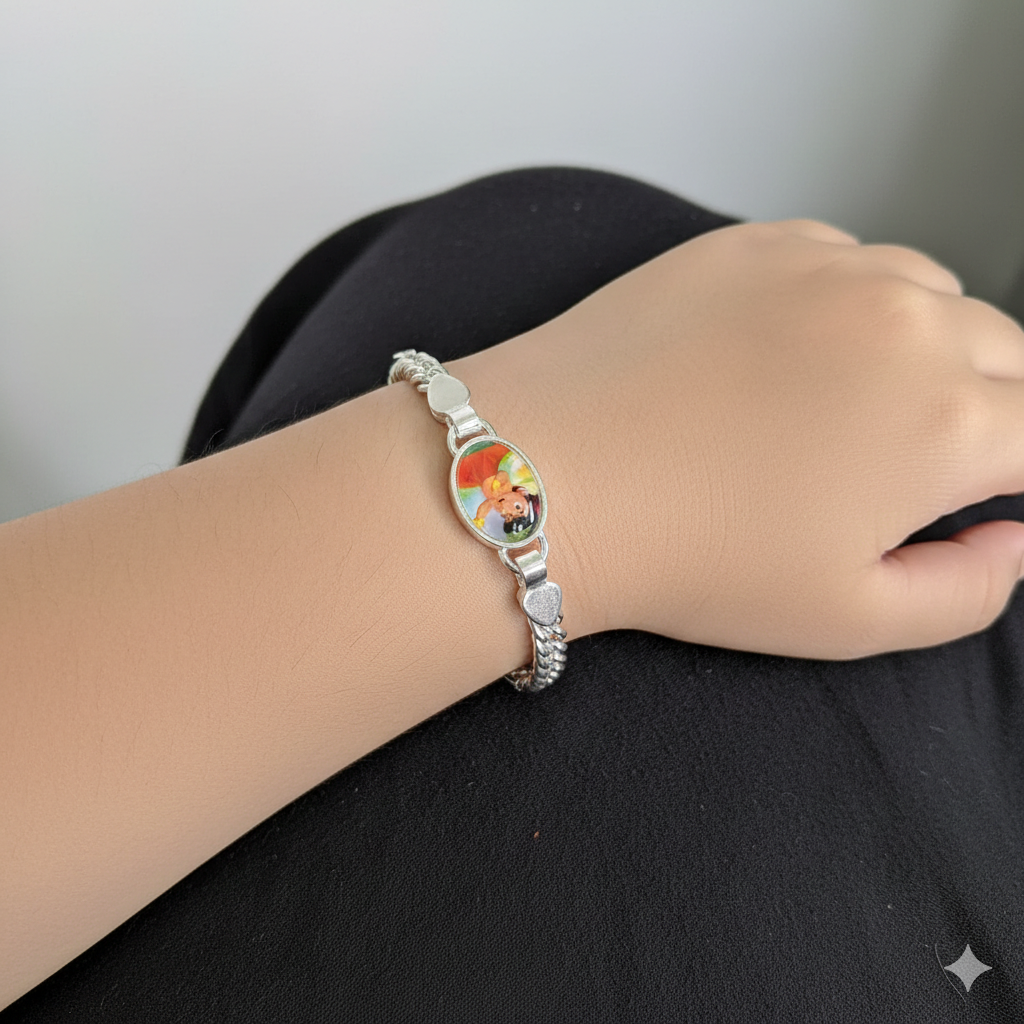 BABY JEWELLERY - 625 SILVER WRISTLET 5 INCH FOR BABY FOR REGULAR USE APPROX WGT: 10.00 GM- BEST OF RICE CEREMONY AND BIRTHDAY GET ANY DESIGN AS PER AVAILABILITY (SOLD ON MRP).