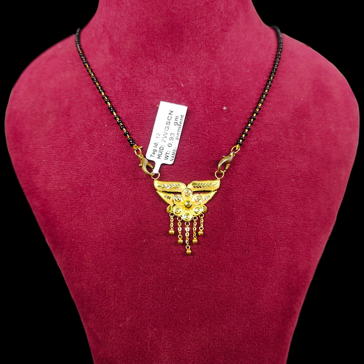 GPM9K- (WGT: 0.930 GM APPROX) BIS CERTIFIED HUID HALLMARK 375 9KT GOLD PENDANT FOR WOMEN 1 PIECE WITH FREE MANGALSUTRA & TASSEL. (7WGSCN)