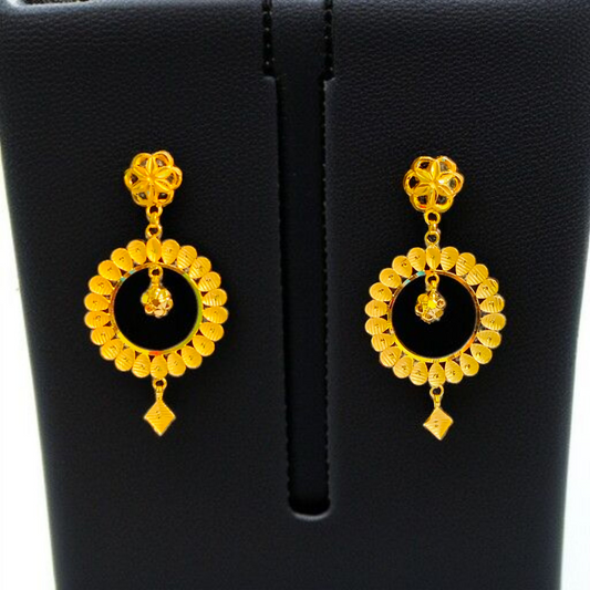 (GER22) BIS CERTIFIED WGT: 1.970 GM APPROX HUID HALLMARK 916 22KT GOLD EARRINGS KANBALA 1 PAIR FOR WOMEN.