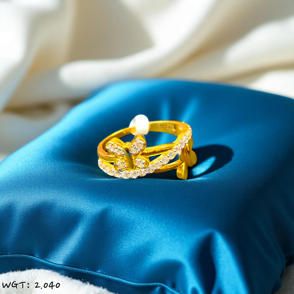 TRJ (SIZE: 10) CERTIFIED BIS HUID HALLMARK 750 18KT GOLD LADIES FINGER RING FOR WOMEN 1 PIECE (WGT: 2.040 GRAM APPROX) STUDDED WITH ITALIAN VVS QUALITY CZ STONE.