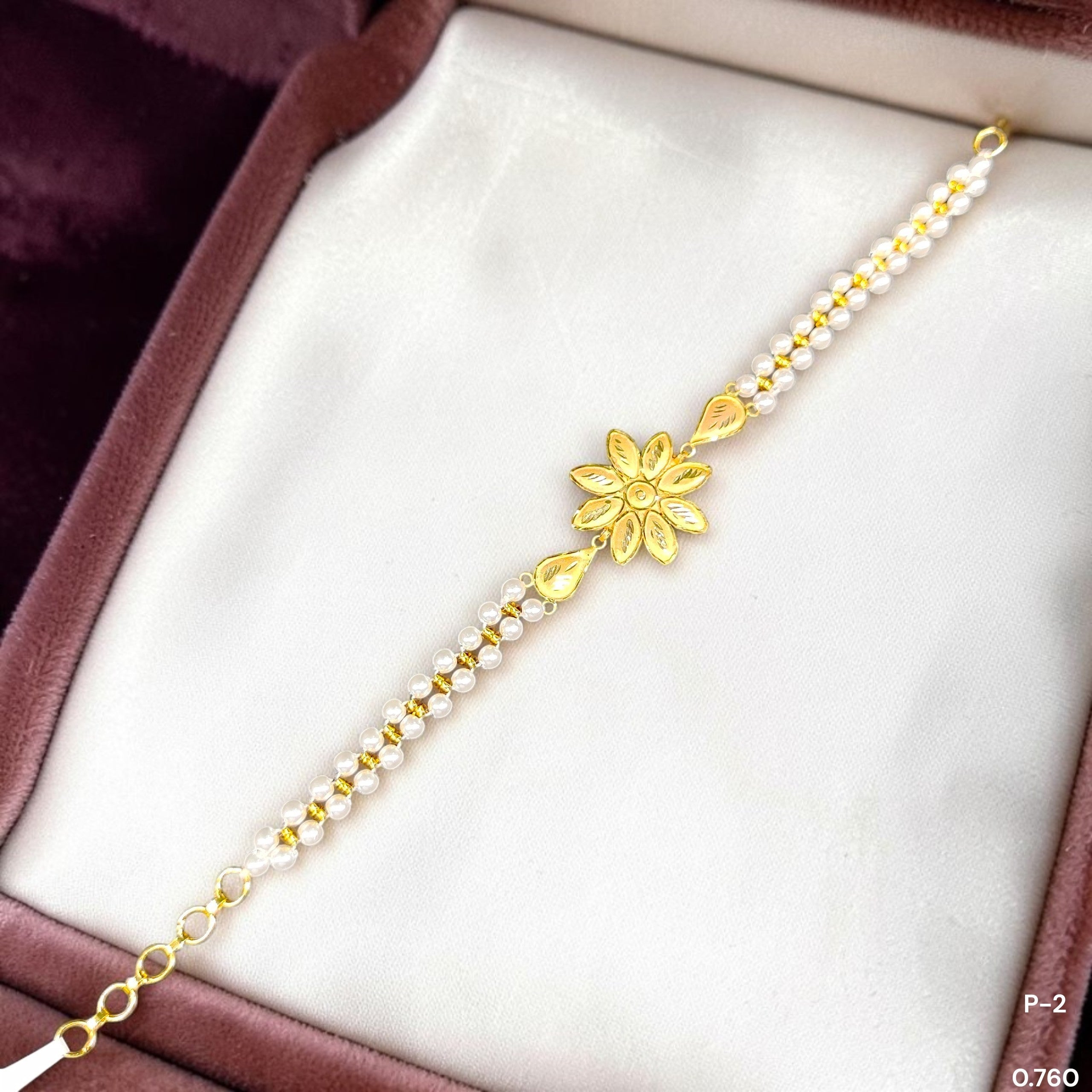 GOLD WRISTLET- (WGT: 0.760 GM APPROX) BIS CERTIFIED HUID HALLMARK 375 9KT GOLD WRISTLET (BRACELET) WITH MOTI CHAIN FOR WOMEN (ADJUSTABLE SIZE).