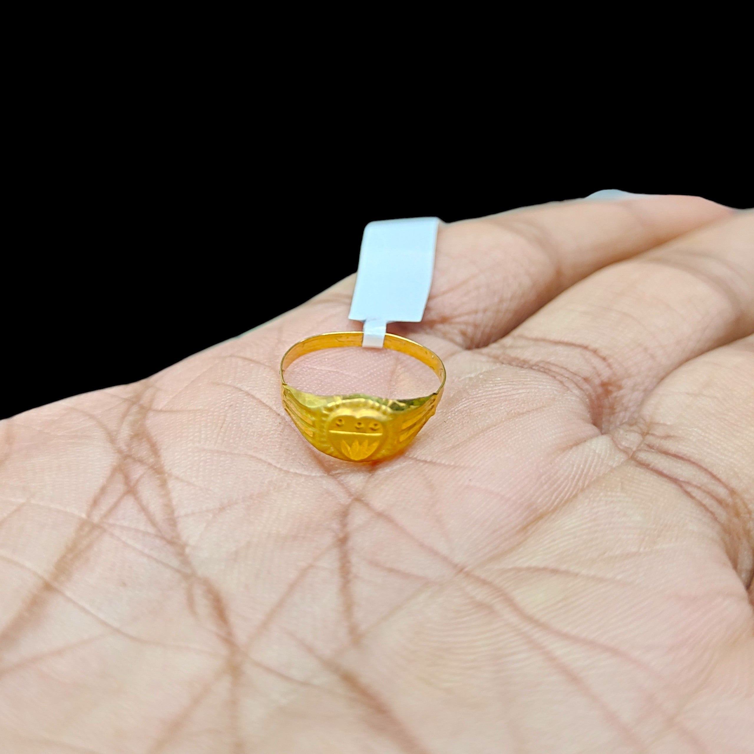 BABY JEWELLERY- TRJ WGT: 0.330 GM APPROX 375 9KT HUID HALLMARK GOLD BABY FINGER RING 1 PIECE FOR RICE CEREMONY & BIRTHDAY.