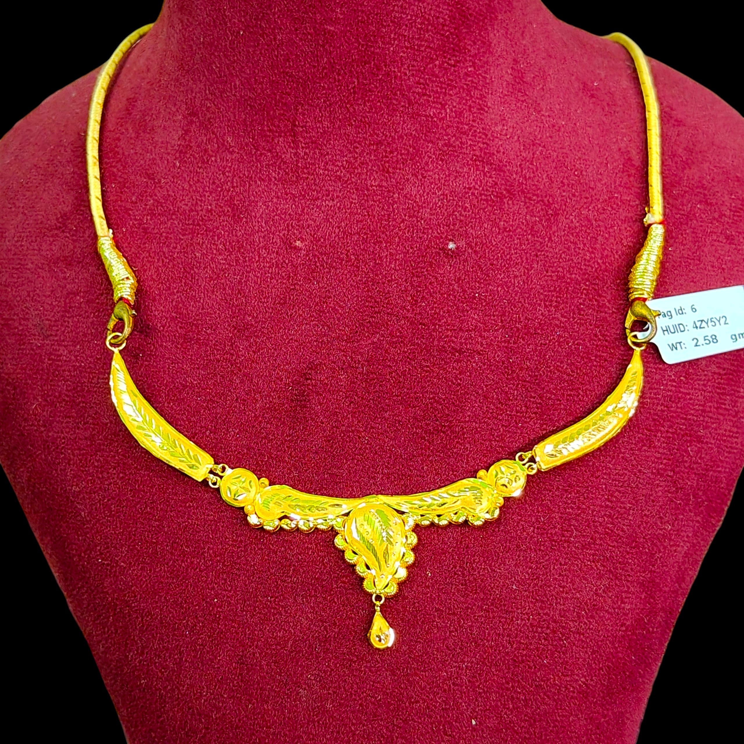 GOLD NECKLACE- BIS CERTIFIED HUID HALLMAR 916 22KT GOLD NECKLACE CHOKER (WGT: 2.580 GM) 1 PIECE FOR WOMEN.