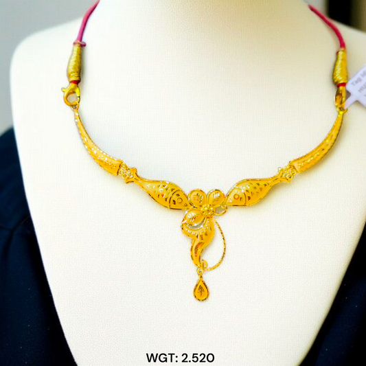 (GCN22) BIS CERTIFIED HUID HALLMARK 916 22KT GOLD NECKLACE CHOKER (APPROX WGT: 2.520 GM) 1 PIECE FOR WOMEN.