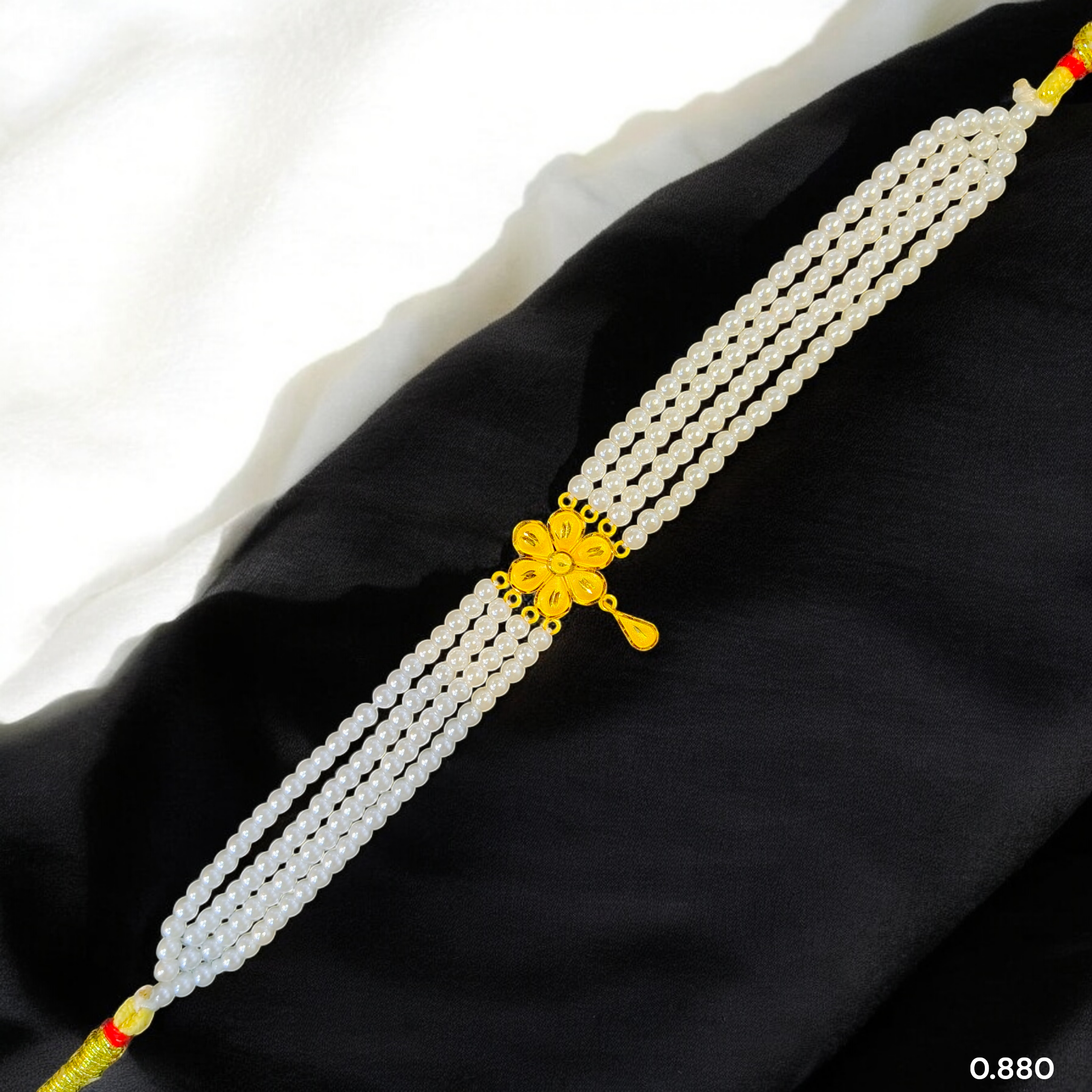 PEARL CHOKER- CERTIFIED BIS HUID HALLMARK 916 22KT GOLD MOTI CHOKER 1 PIECE (WGT: 0.880 GM) WITH ADJUSTABLE TASSEL FOR GIFT IN MARRIAGE.