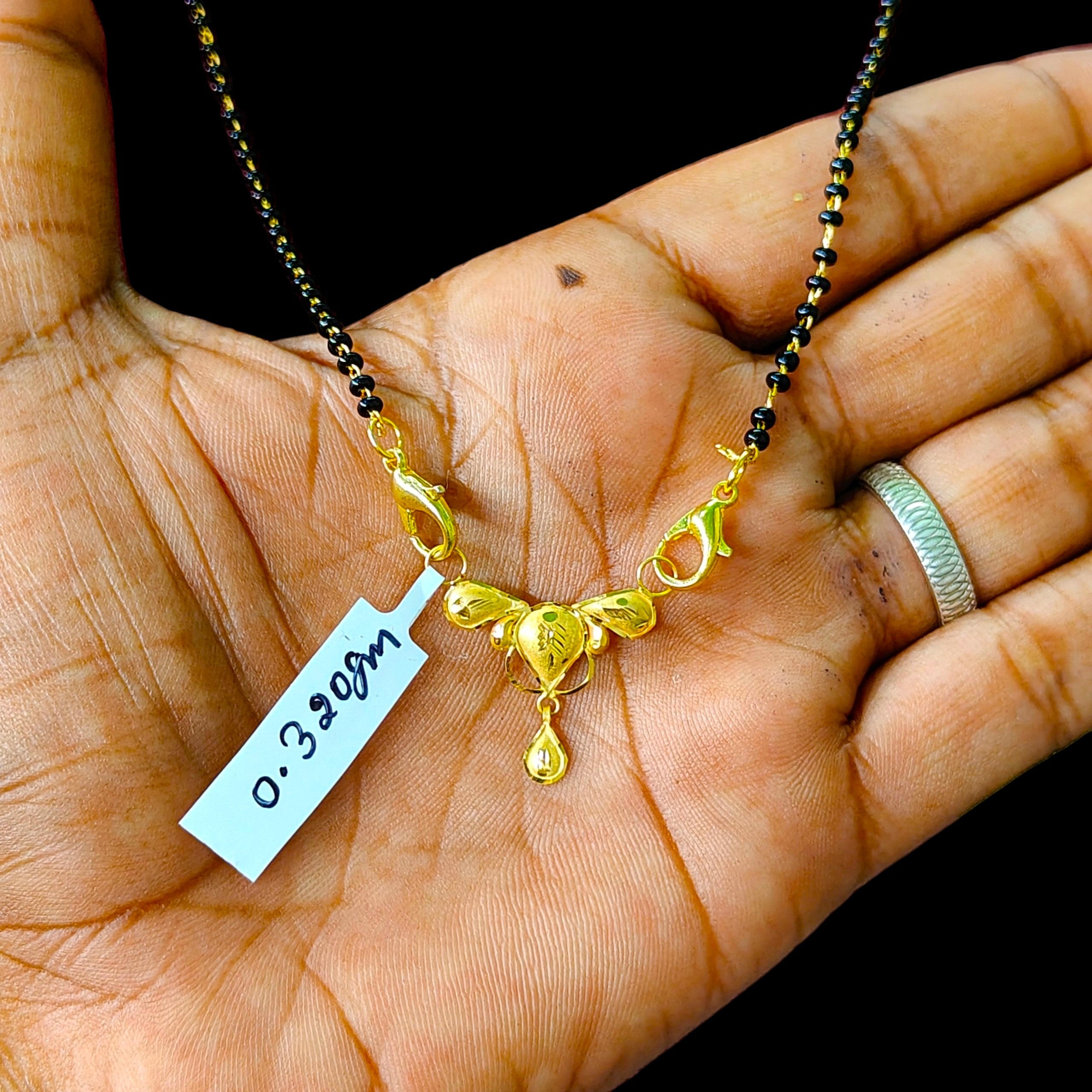 GOLD PENDANT- (WGT: 0.320 GM APPROX) BIS CERTIFIED HUID HALLMARK 375 9KT GOLD PENDANT FOR WOMEN 1 PIECE WITH FREE MANGALSUTRA & TASSEL.