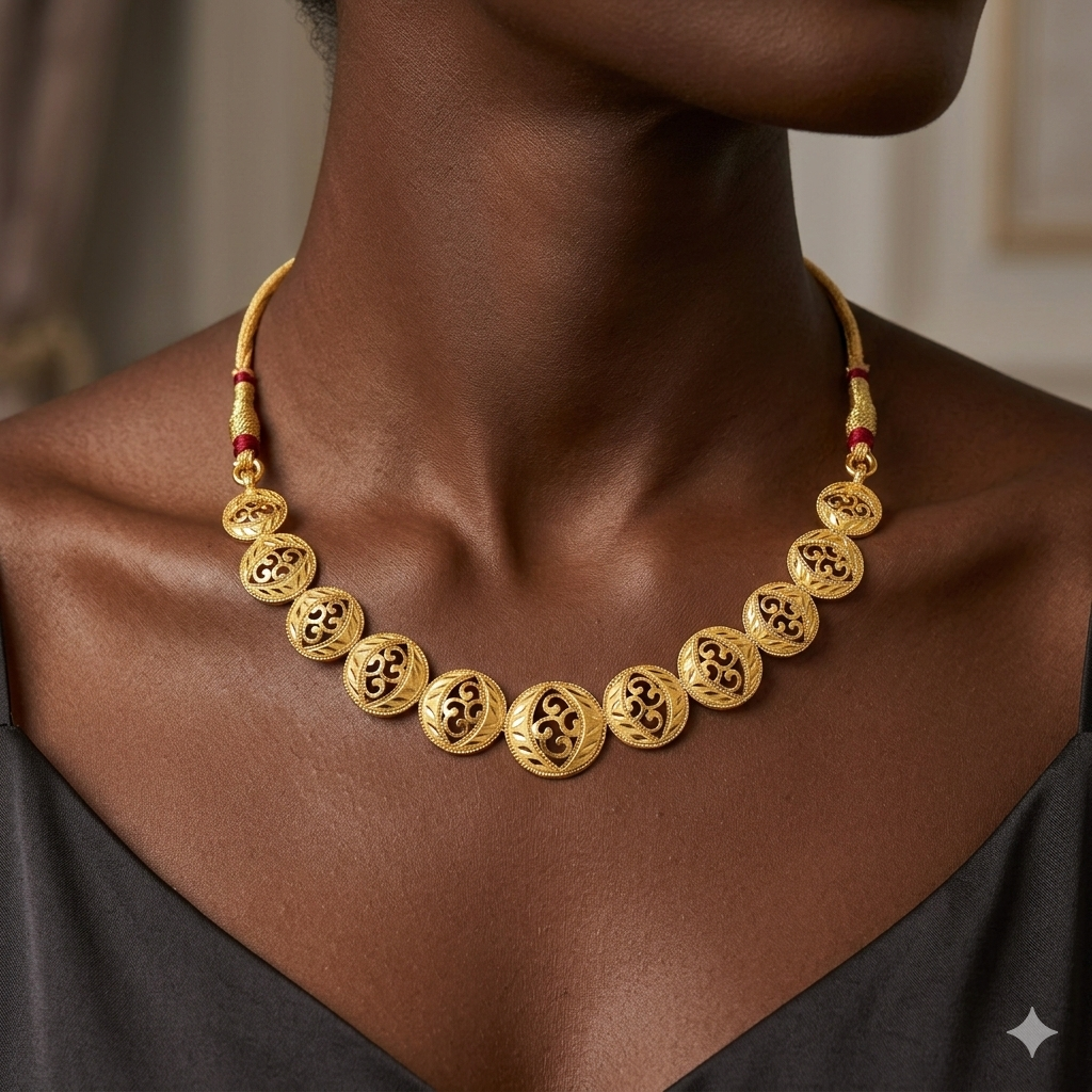 GOLD CHOKER NECKLACE -(WGT: 5.800 GM APPROX) BIS CERTIFIED HUID HALLMARK 9KT GOLD NECKLACE 1 PIECE FOR WOMEN.