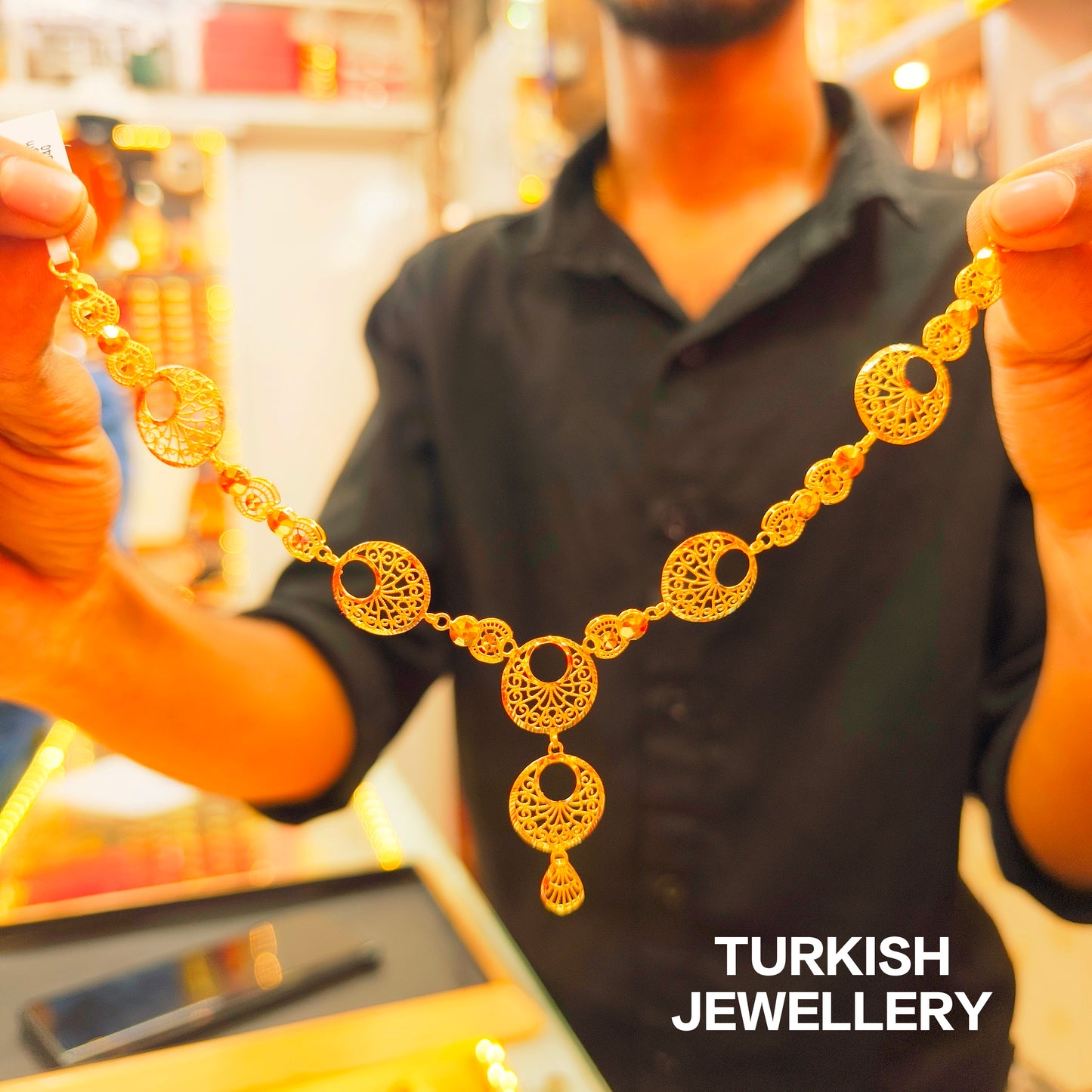 BIS CERTIFIED (TURKISH COLLECTION) WGT: 9.230 GM APPROX HUID HALLMARK 22KT 916 GOLD NECKLACE 1 PIECE FOR WOMEN (IMPORTED GOLD JEWELLERY).