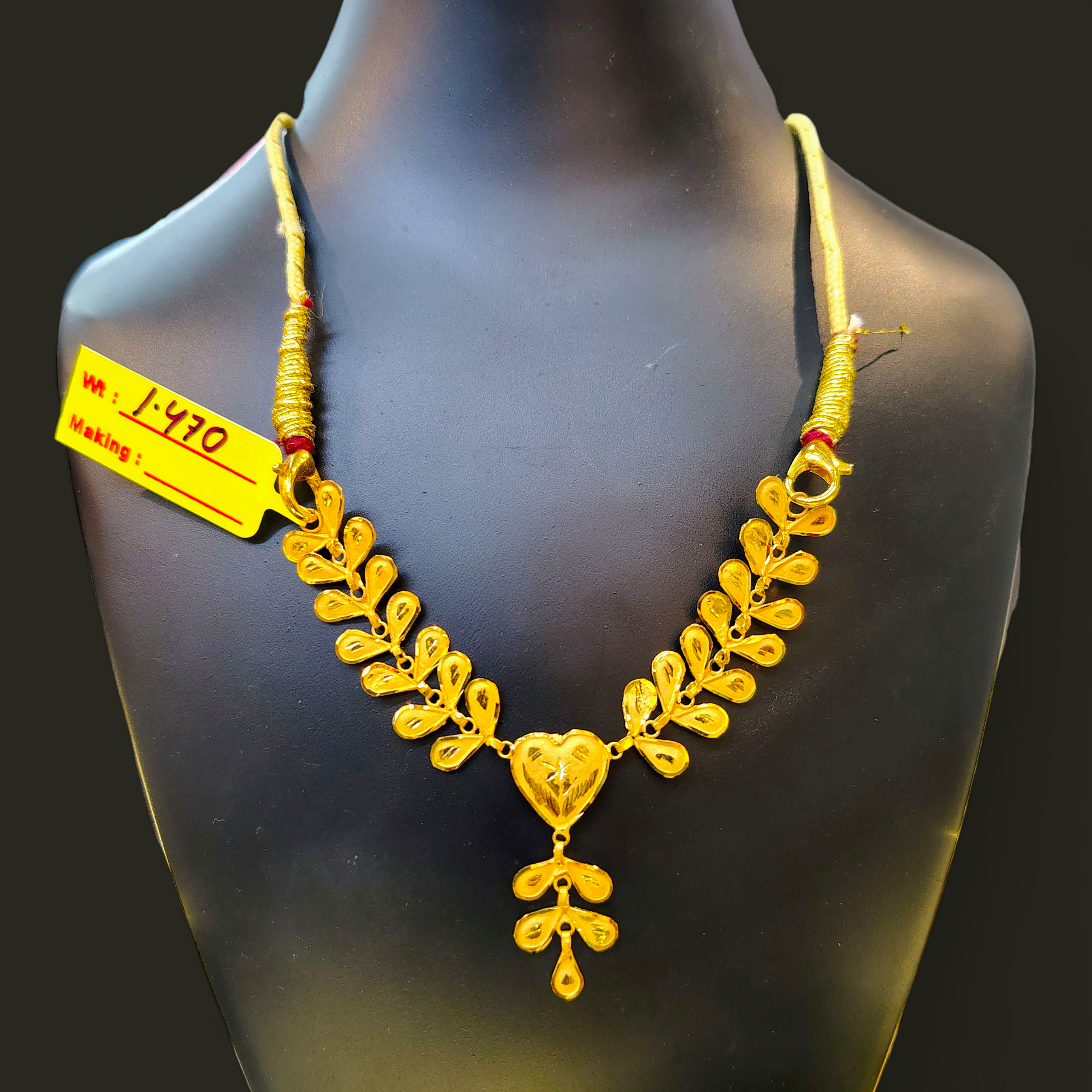 (GCN)TRJ WGT: 1.470 GM APPROX KDM GOLD NECKLACE (TETUL PATA MINI DESIGN) 1 PIECE (50 TONCH) WITH (FREE) ADJUSTABLE TASSEL (BEST FOR GIFT IN MARRIAGE).