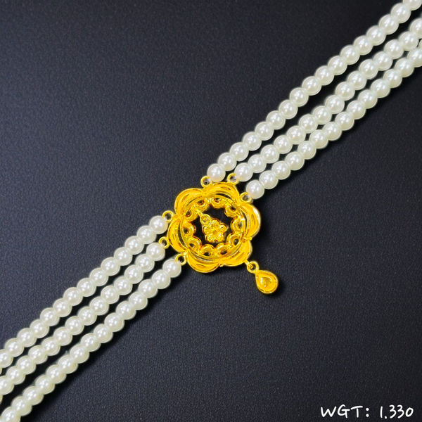 TRJ WGT: 1.330 GM APPROX 22KT HALLMARK HUID GOLD MOTI CHOKER 1 PIECE WITH ADJUSTABLE TASSEL.