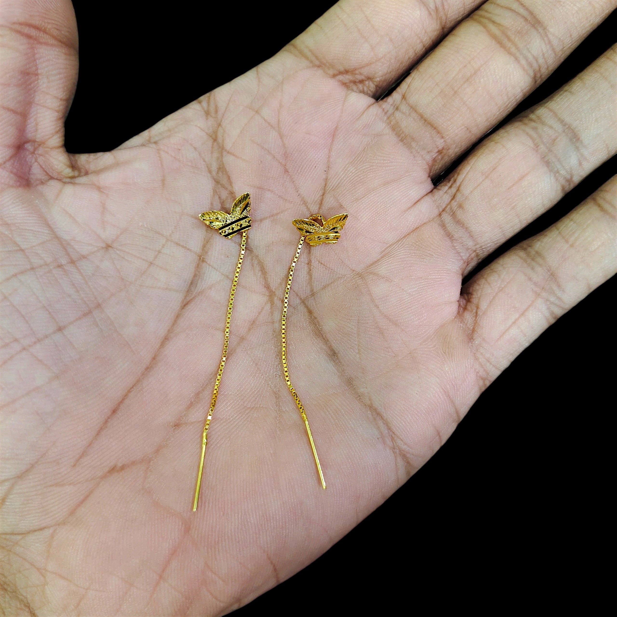 GOLD SUIDHAGA- (WGT: 0.670 GM APPROX) BIS CERTIFIED HUID HALLMARK 9KT GOLD SUIDHAGA EARRINGS (1 PAIR) FOR WOMEN.