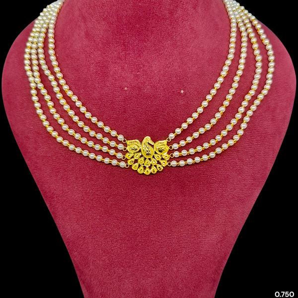 GOLD MOTI HAR- (K98TUK)-(WGT: 0.750 GM APPROX) BIS CERTIFIED HUID HALLMARK 375 9KT GOLD MOTI NECKLACE 1 PIECE  WITH ADJUSTABLE TASSEL FOR GIFT IN MARRIAGE.