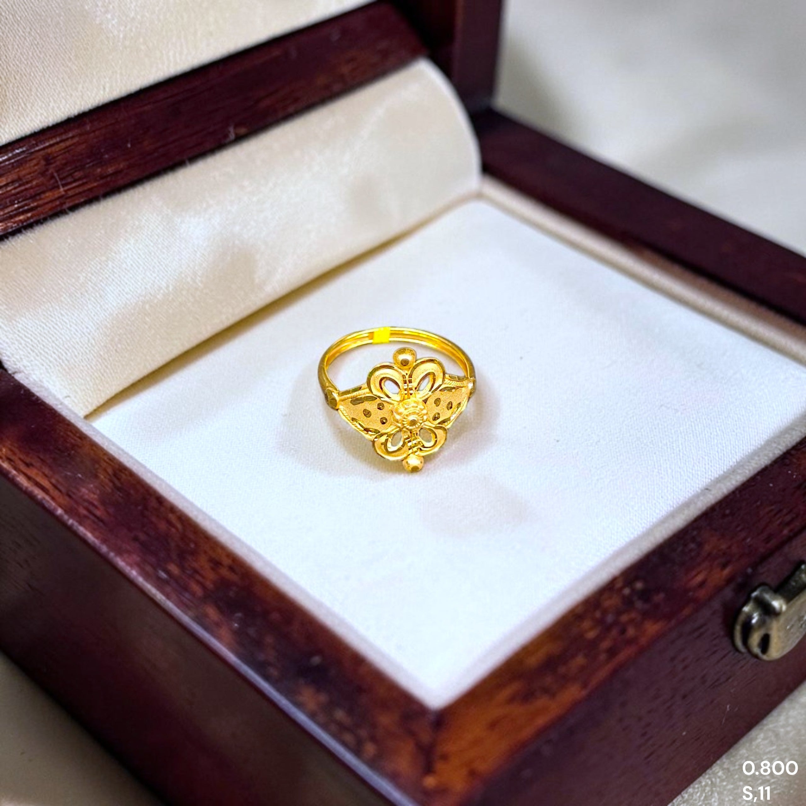 LADIES RING- (SIZE: 11) WGT: 0.800 GM APPROX BIS CERTIFIED HUID HALLMARK 9KT GOLD FINGER RING FOR WOMEN 1 PIECE. (UPNB5J)