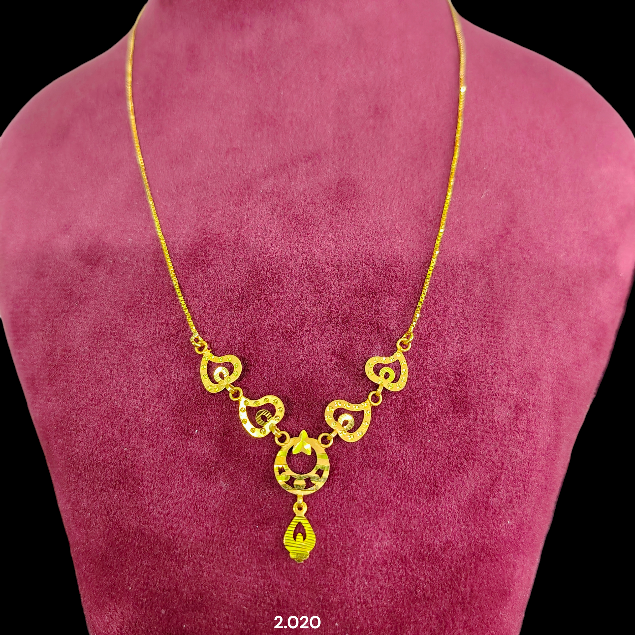 GOLD CHAIN- (WGT: 2.020 GM APPROX) BIS CERTIFIED HUID HALLMARK 9KT GOLD CHAIN WITH PENDANT (17 INCH) 1 PIECE FOR WOMEN.