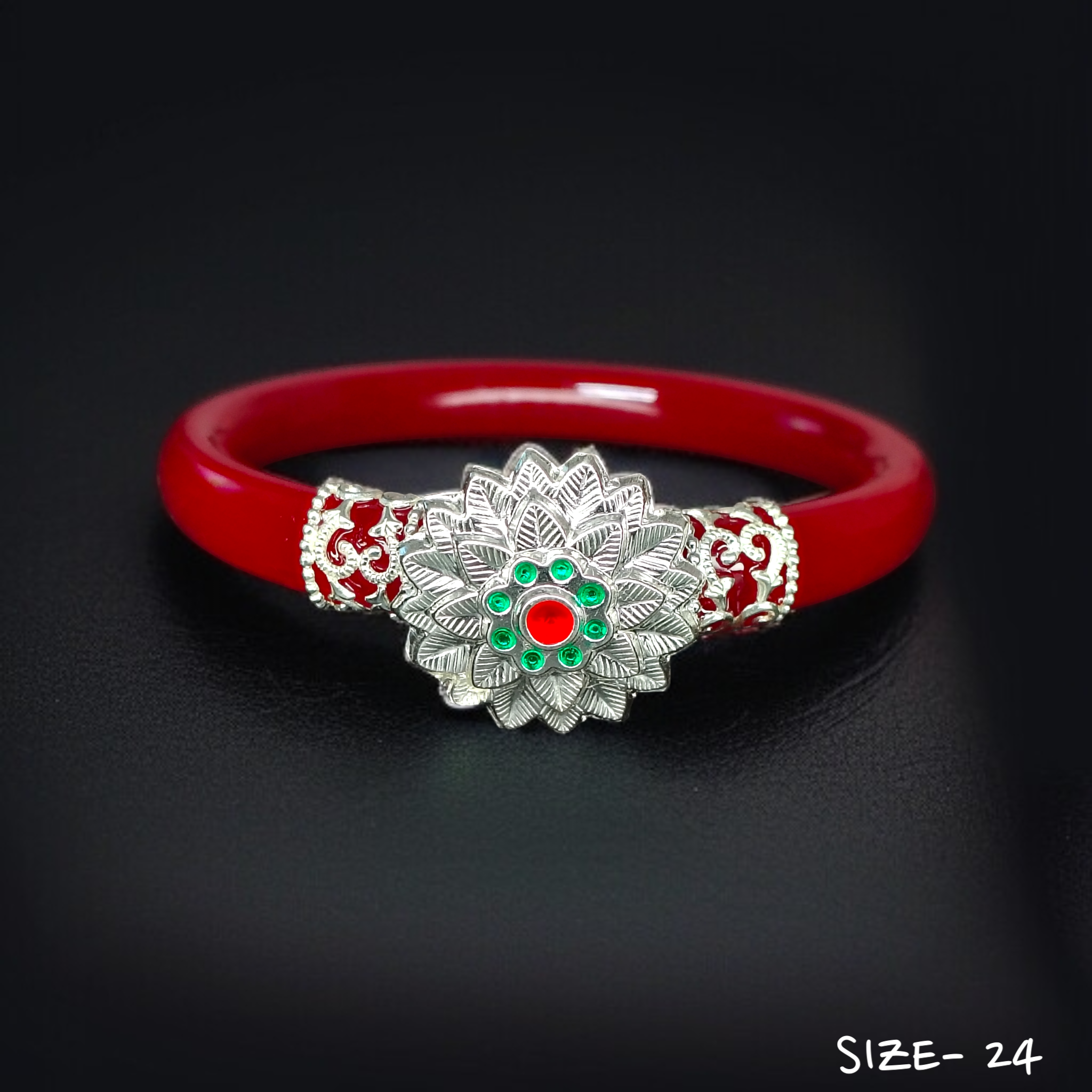 (SPB) (SIZE- 24) 925 ORIGINAL SILVER MUKH POLA BANGLES FOR WOMEN 1 PC - SOLD AS MRP BY RAJLAXMI.
