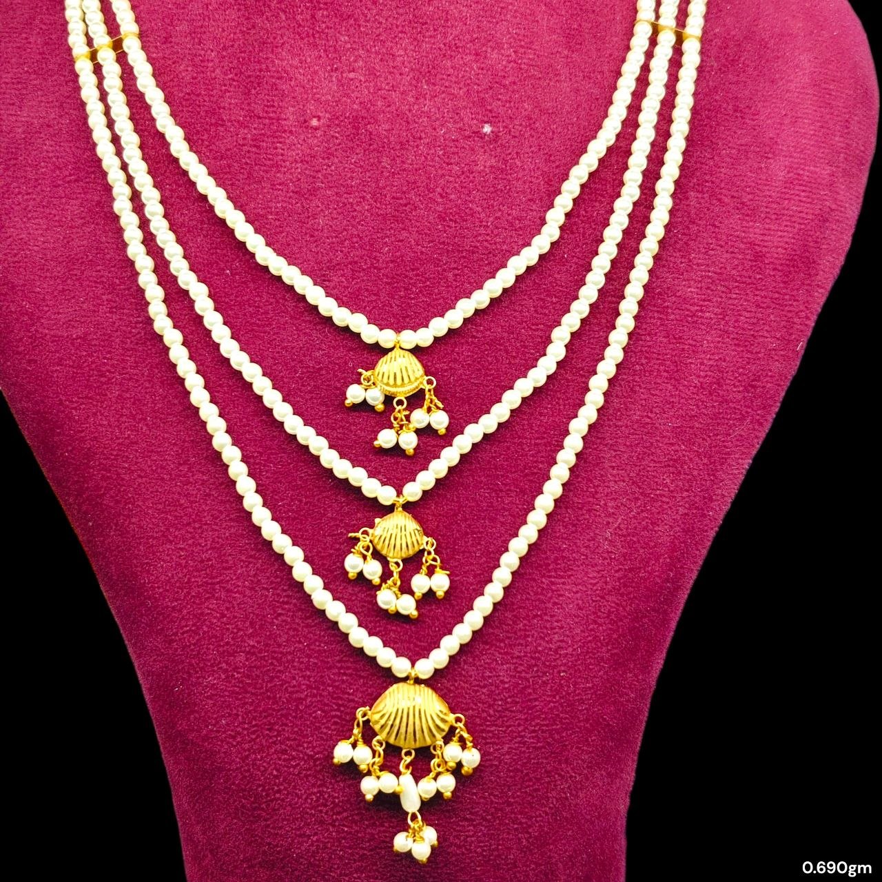 (GMH)- (WGT: 0.690 GM APPROX) BIS CERTIFIED HUID HALLMARK 9KT GOLD MOTI SITAHAR NECKLACE 1 PIECE WITH ADJUSTABLE TASSEL.