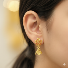 GOLD EARRINGS- WGT: 1.170 GM APPROX BIS CERTIFIED HUID HALLMARK 9KT GOLD EARRINGS 1 PAIR FOR WOMEN.