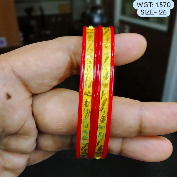 (GSP) TRJ (SIZE: 26) WGT: 1.570 GM APPROX 22KT HUID HALLMARK GOLD POLA BANGLES 1 PAIR DESIGN FOR REGULAR USE.