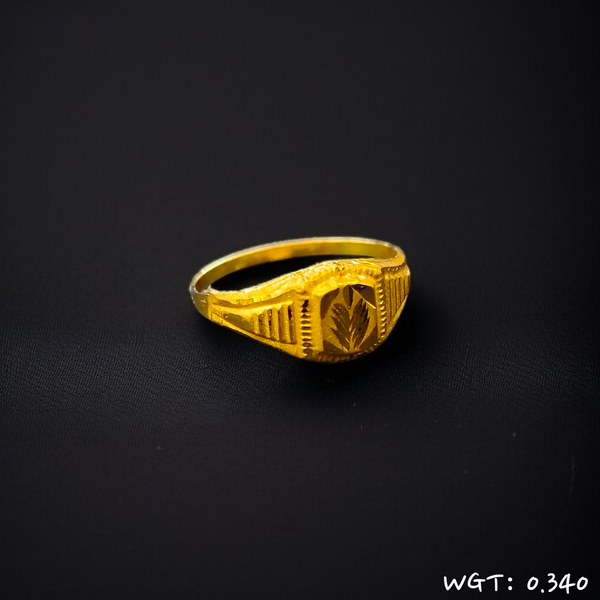 TRJ WGT: 0.340 GM APPROX KDM GOLD BABY FINGER RING 1 PIECE FOR RICE CEREMONY & BIRTHDAY.
